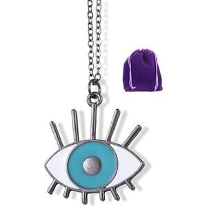 Eye with Blue and Black and Four Lashes Charm Necklace